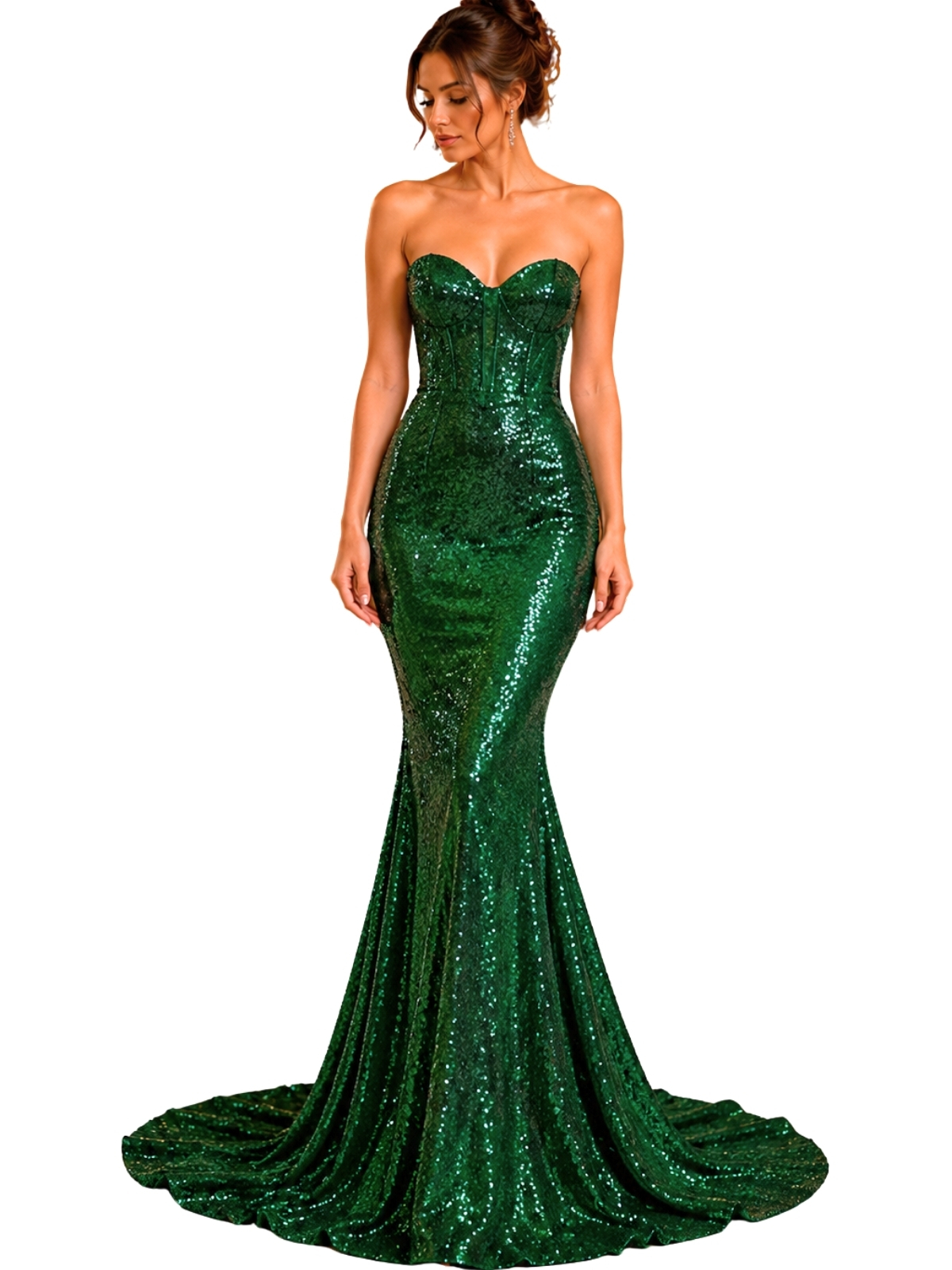 Green mermaid sequin prom gown