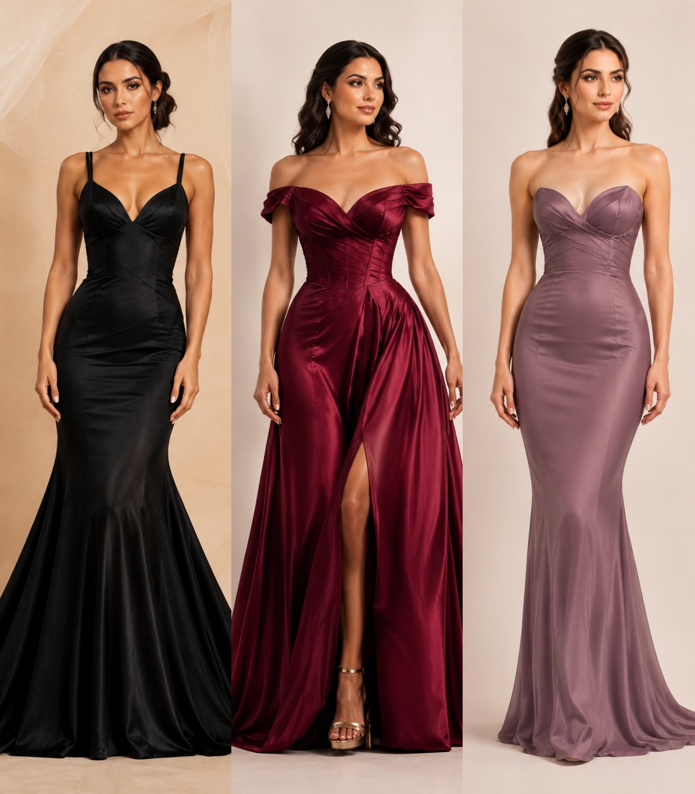 Matte silk touch fitted prom gown