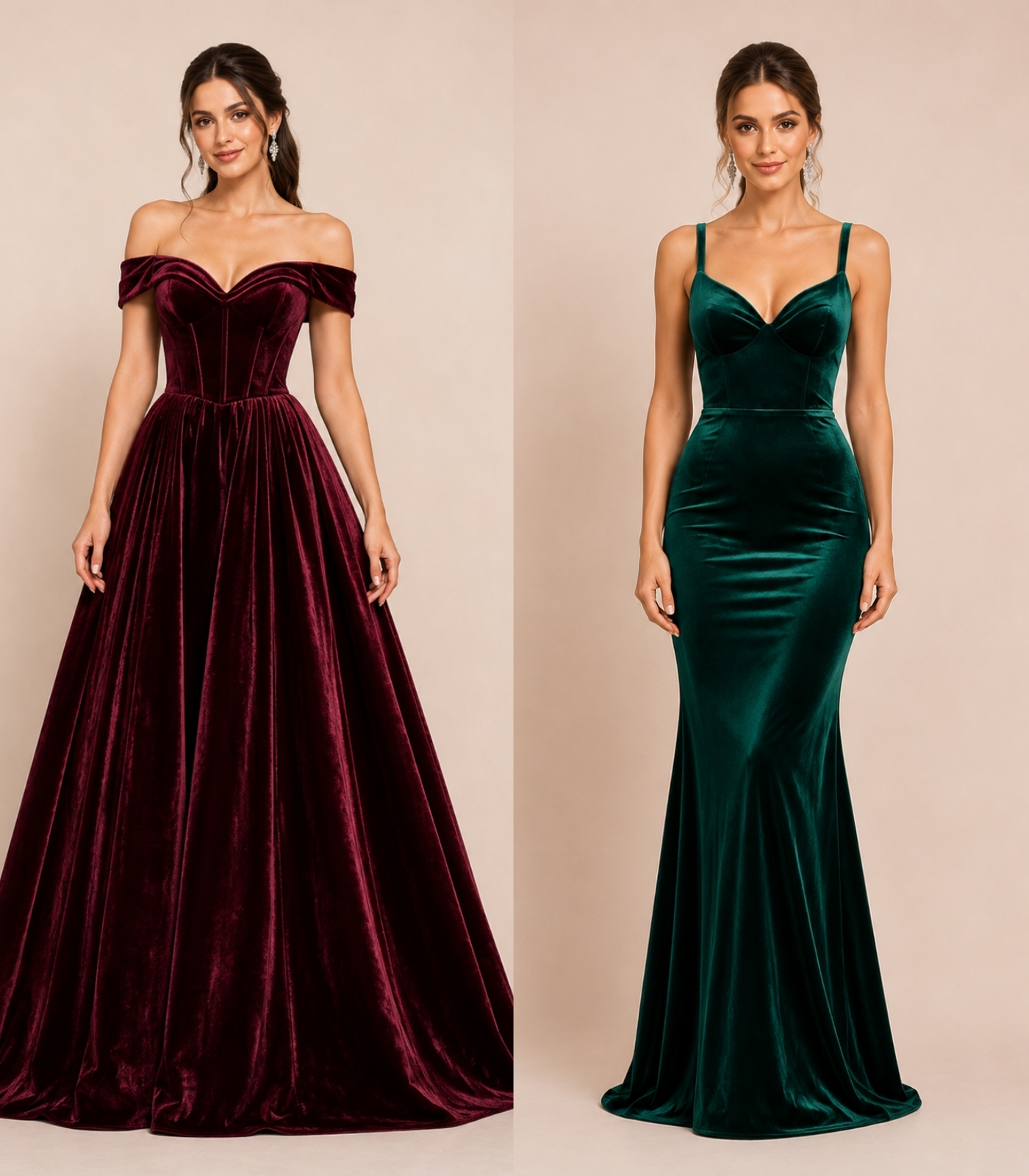 Burgundy velvet prom dress