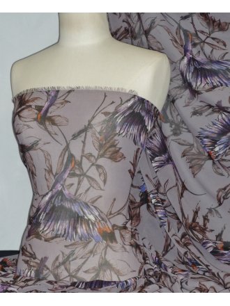 1.5 METRES Chiffon Soft Touch Sheer Fabric - Nectar Bird CHF58 BRN