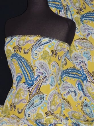 1.5 METRES Chiffon Soft Touch Sheer Fabric - Summertime Paisley CHF191 BLYL
