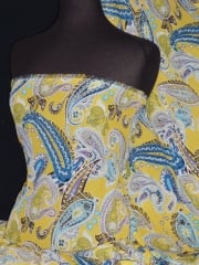 1.5 METRES Chiffon Soft Touch Sheer Fabric - Summertime Paisley CHF191 BLYL