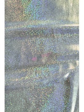 1.5 METRES Clearance Hologram Rainbow Foil Stretch Spandex - Silver Speckle