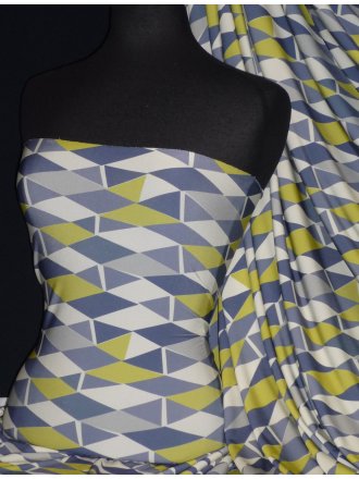 1.5 METRES Clearance Soft Touch Stretchy Fabric- Blue Multi Abstract Q1322 BLMLT