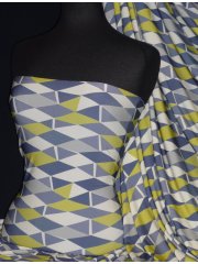 1.5 METRES Clearance Soft Touch Stretchy Fabric- Blue Multi Abstract Q1322 BLMLT