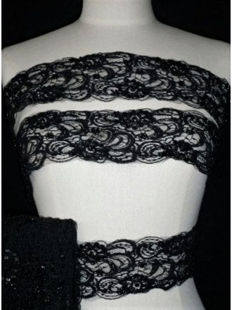 10 METRES Beaded Net Lace Trimming Job Lot Bolt Pack- Black JBL55 BK