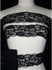 10 METRES Beaded Net Lace Trimming Job Lot Bolt Pack- Black JBL55 BK