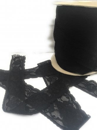 10 METRES Lace Floral Design Stretch Trimming Job Lot Bolt Pack- Black JBL68 BK