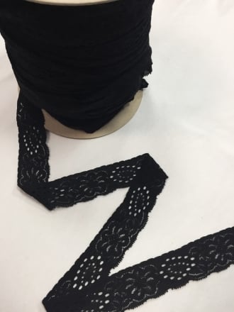 10 METRES Lace Stretch Floral Trimming Job Lot Bolt Pack- Black JBL39 BK