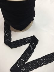 10 METRES Lace Stretch Floral Trimming Job Lot Bolt Pack- Black JBL39 BK
