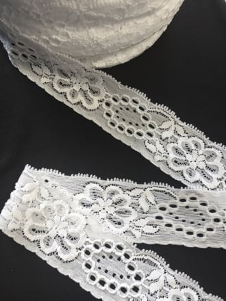 10 METRES Lace Stretch Floral Trimming Job Lot Bolt Pack- White JBL39 WHT