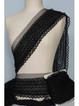 10 METRES Scalloped Pleated Net Trimming Job Lot Bolt Pack- Black JBL57 BK
