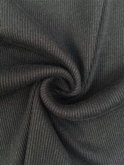 100% Cotton (1 Metre) Soft Fine Rib Knit Material- Black SQ246 BK