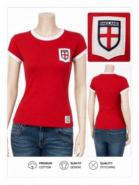 100% Cotton England Football T-Shirt- Red