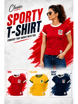 100% Cotton Football T-Shirt- Red/Blue/Yellow in one size