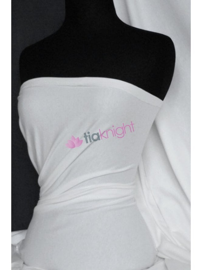 100% Cotton Interlock Knit Soft Jersey Heavy T-Shirt Fabric- White SQ782 WHT