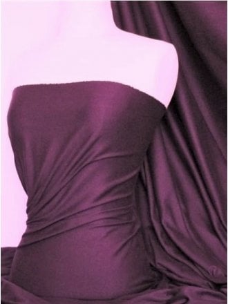 100% Cotton Interlock Knit Soft Jersey T-Shirt Fabric- Aubergine Q60 AUB