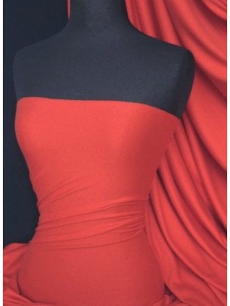 100% Cotton Interlock Knit Soft Jersey T-Shirt Fabric- Bright Red Q60 BTRD
