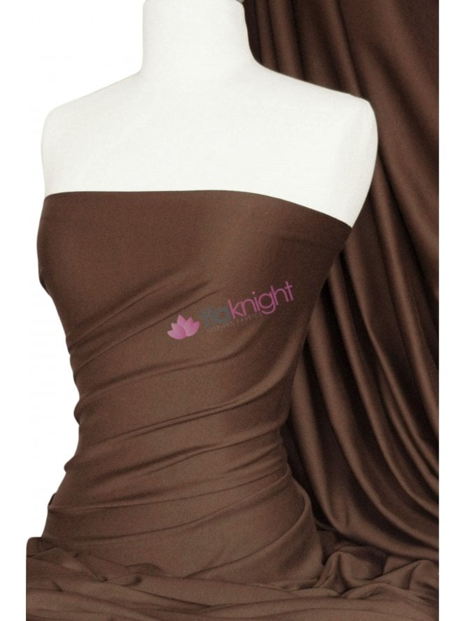100% Cotton Interlock Knit Soft Jersey T-Shirt Fabric- Coffee Brown Q60 COF
