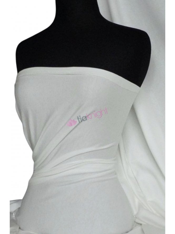 100% Cotton Interlock Knit Soft Jersey T-Shirt Fabric- Cream Q60 CRM