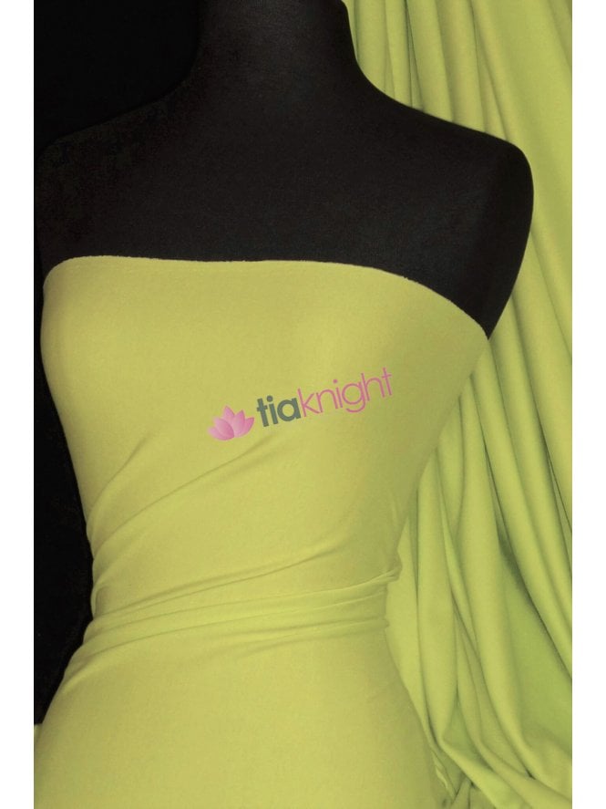 100% Cotton Interlock Knit Soft Jersey T-Shirt Fabric- Flo Lime Q60 FLM