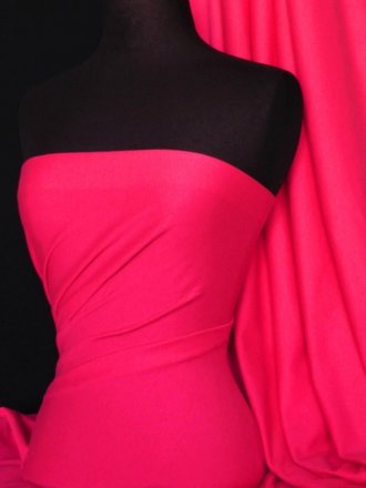 100% Cotton Interlock Knit Soft Jersey T-Shirt Fabric- Hot Pink Q60 HTPN