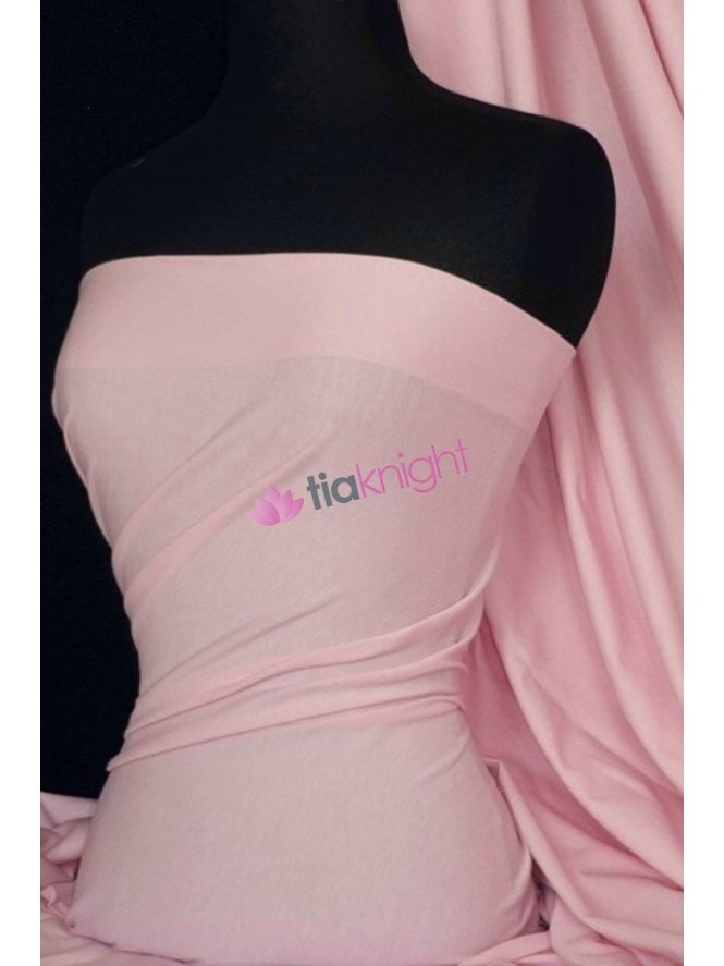 100% Cotton Interlock Knit Soft Jersey T-Shirt Fabric- Light Peach Q60 LPCH