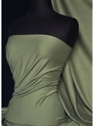 100% Cotton Interlock Knit Soft Jersey T-Shirt Fabric- Olive Green Q60 OLV