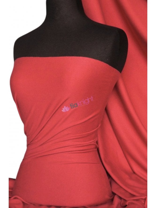 100% Cotton Interlock Knit Soft Jersey T-Shirt Fabric- Red Q60 RD