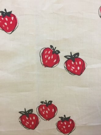 100% Cotton Non-Stretch Material- Strawberries White/Red SQ163 WHRD