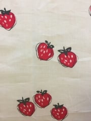 100% Cotton Non-Stretch Material- Strawberries White/Red SQ163 WHRD