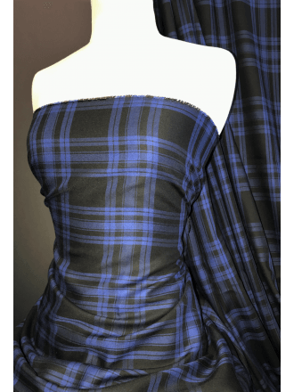 100% Cotton Soft Woven Non-Stretch Fabric- Spirit of Scotland Blue/Black SQ390 BLBK