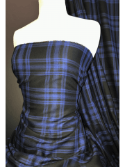 100% Cotton Soft Woven Non-Stretch Fabric- Spirit of Scotland Blue/Black SQ390 BLBK