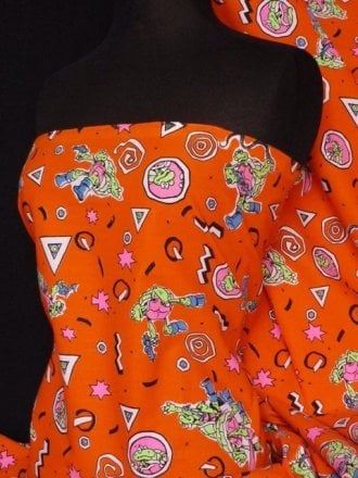100% Cotton Woven Material- Ninja Turtles Orange SQ75 OR