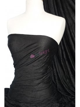 100% Crushed Viscose Stretch Fabric- Black Q517 BK