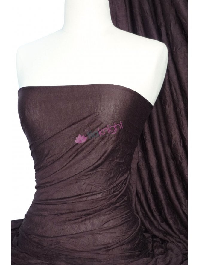 100% Crushed Viscose Stretch Fabric- Earth Brown Q517 EBR