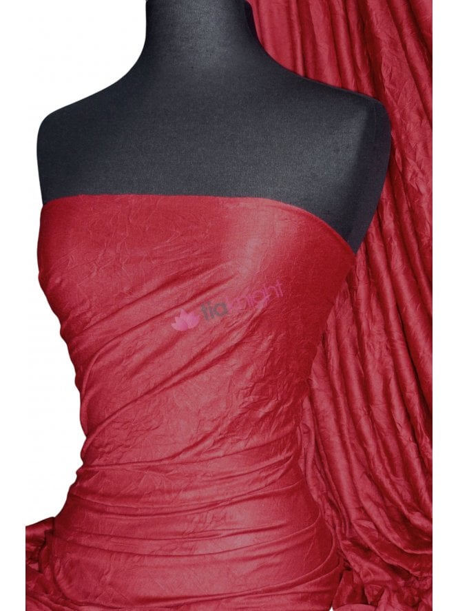 100% Crushed Viscose Stretch Fabric- Red Wine Q517 RD