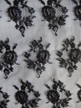 100% Polyamide Floral Lace Fabric- Black SQ73 BK