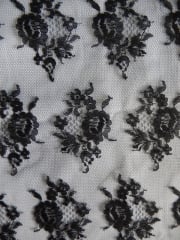 100% Polyamide Floral Lace Fabric- Black SQ73 BK