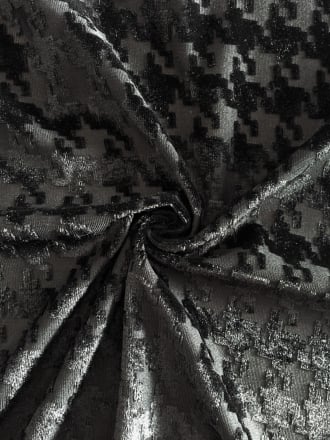 100% Polyester Burnout Stretch Fabric- Black Dogtooth SQ133 BK
