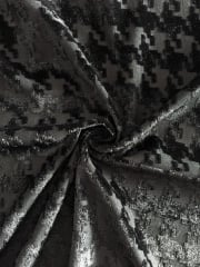 100% Polyester Burnout Stretch Fabric- Black Dogtooth SQ133 BK