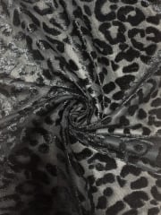 100% Polyester Burnout Stretch Fabric- Black Leopard SQ134 BK