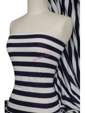 100% Viscose Fabric- Stripe Navy/Cream Q616 NYCRM