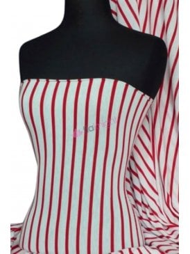 100% Viscose Fabric- Stripe Red/Cream Q410 RDCRM
