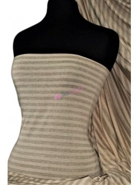 100% Viscose Jersey 4 Way Stretch Fabric- Stripe Peach/Grey Q770 PCHGR