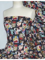  100% Viscose Light Weight Sheer Fabric- 1950's Comic Strip PPVSC34 BK
