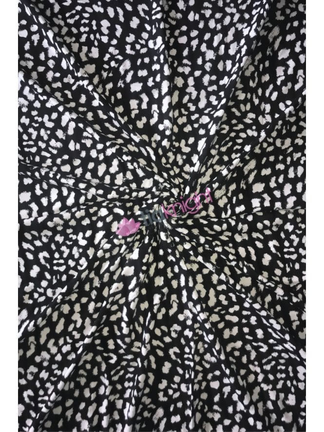 100% Viscose Light-Weight Woven Material- Animal Fuzz Black/White SQ561 BKWHT