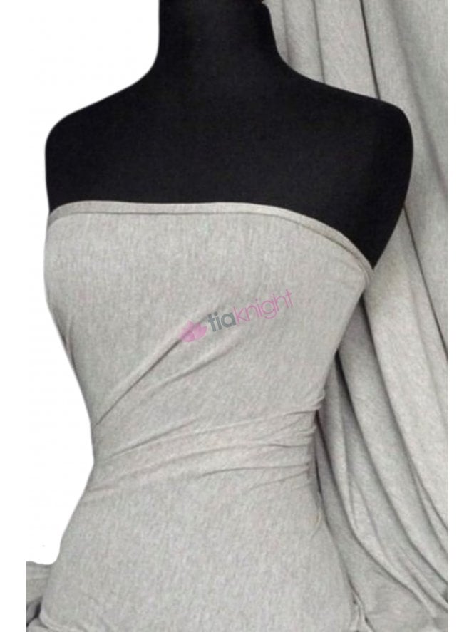100% Viscose Marl Effect Stretch Fabric Material- Light Grey SQ34 LTGR