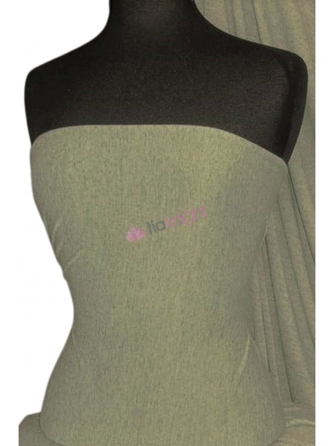 100% Viscose Marl Effect Stretch Fabric Material- Olive SQ34 OLV