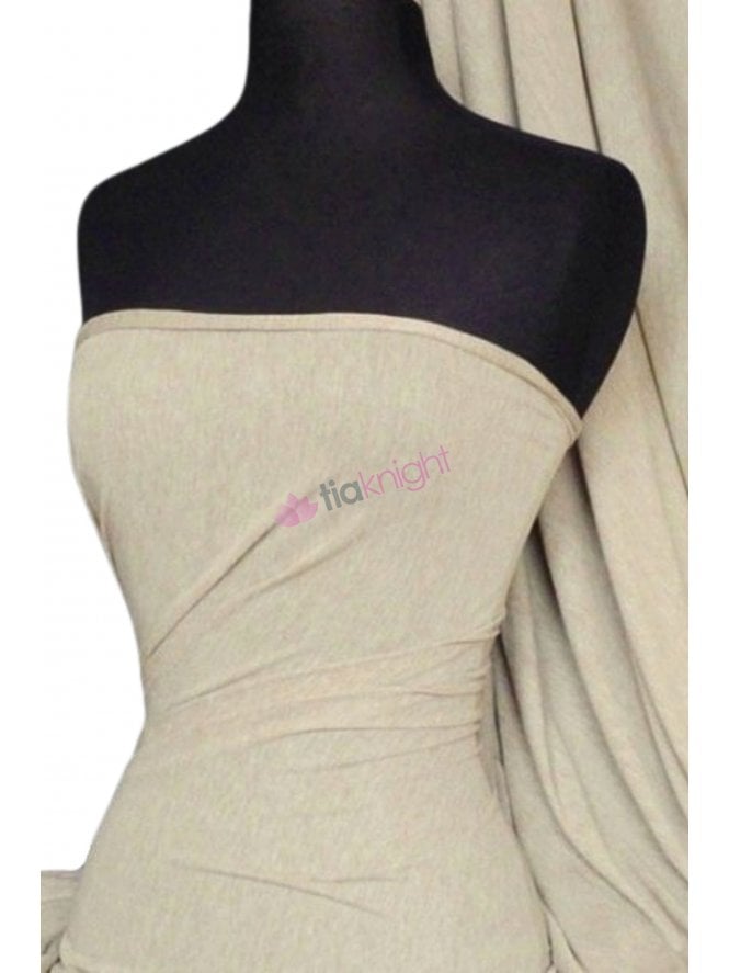 100% Viscose Marl Effect Stretch Fabric Material- Stone SQ34 STN
